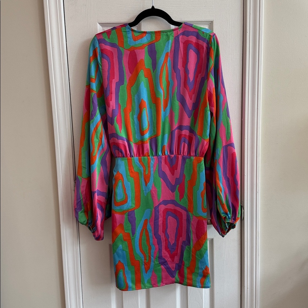 NEVER FULLY DRESSED Reeva Vienna Multicolored Mini Wrap Dress Size Large - Picture 5 of 6